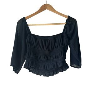 Express Black Ruffled Blouse